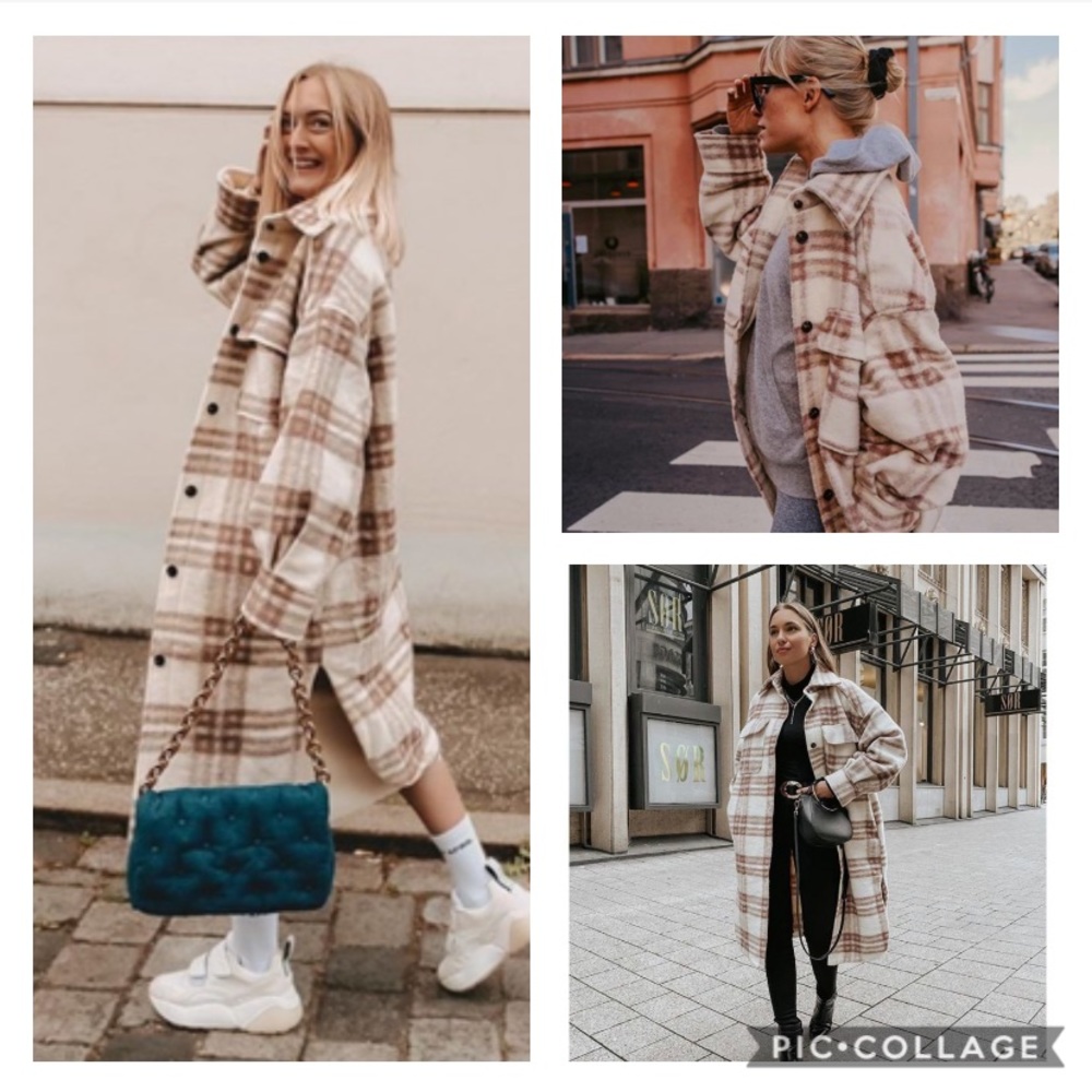 H&M Conscious wool mix plaid shacket bloggers fave